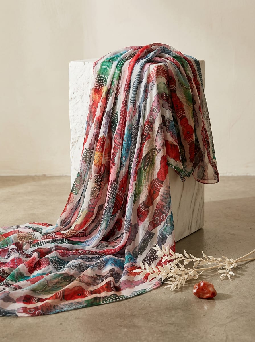 Where Watercolor Washes Meet Woven Lines