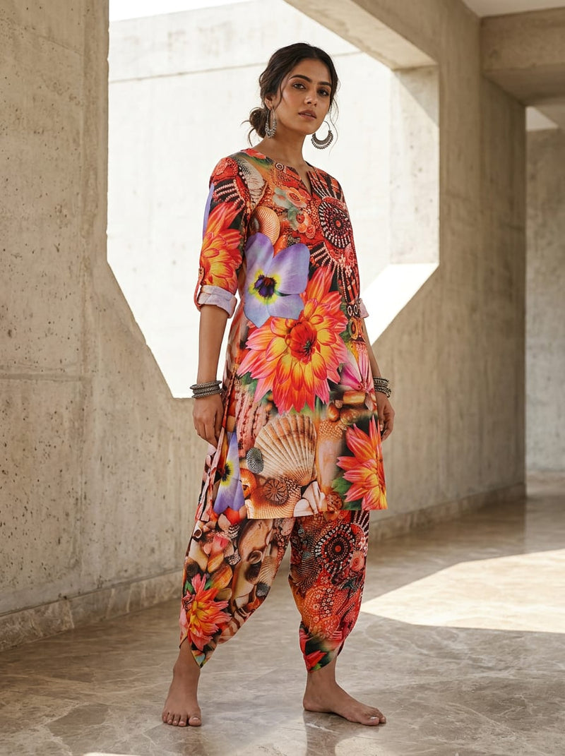 Multicolor Conversational Floral and Sewing Notions Collage Pure Cotton Digital Printed Fabric