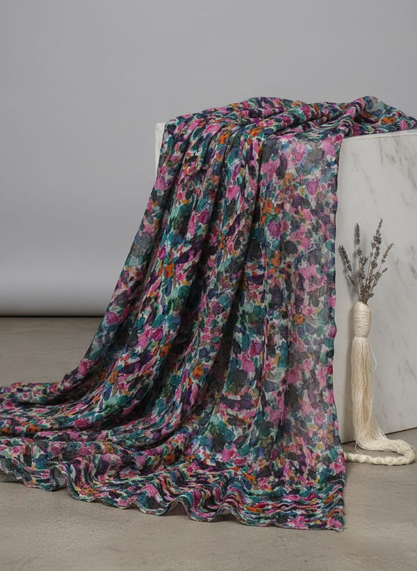Multicolor Abstract Pattern Digital Printed Fabric - Pure Chinon - Fabric Editorial Studio Flatlay Lookbook - PC-0-MA08355-106