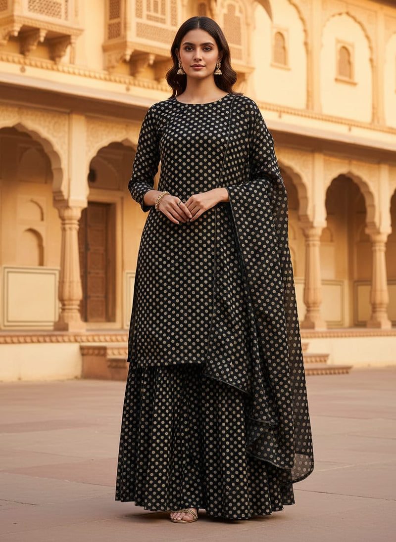 Brown Polka Dot Digital Printed Fabric - Upada Silk