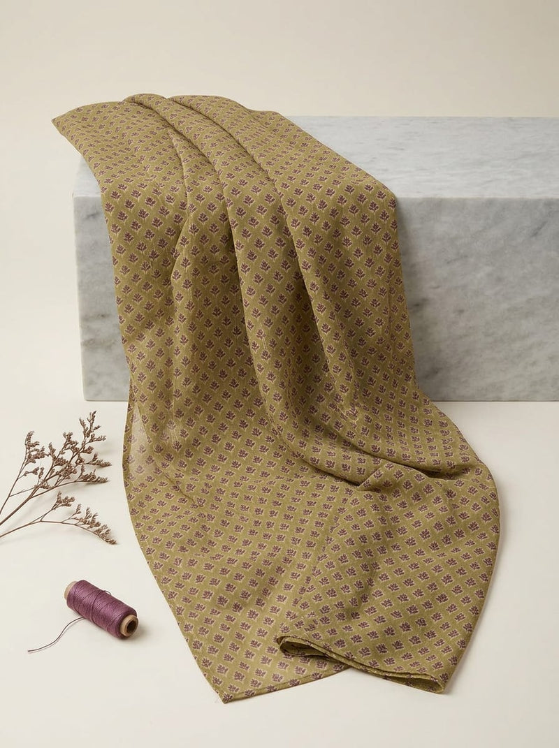 Olive Small Ethnic Buti Print Pure Georgette Digital Printed Fabric
