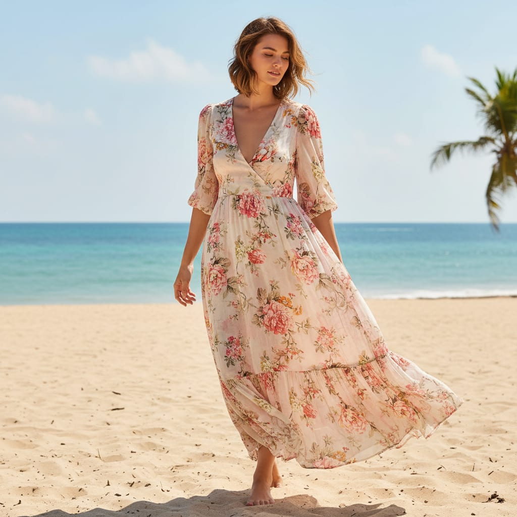 Pink Floral Pure Georgette Printed Fabric