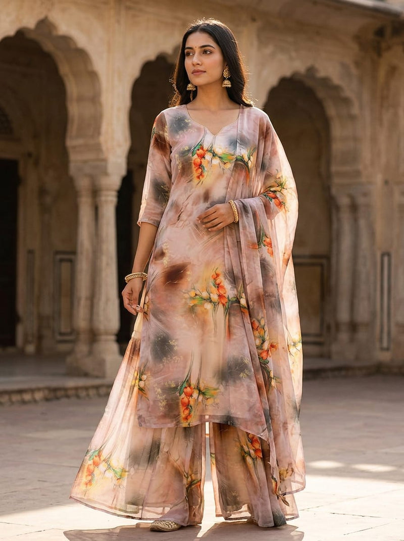 Multicolor Abstract Watercolour Floral Pure Georgette Digital Printed Fabric