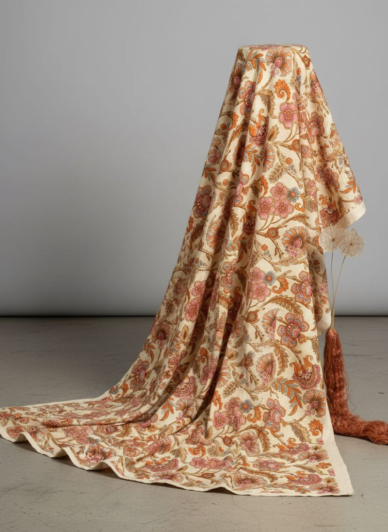 Cream Acanthus Pure Cotton Printed Fabric Material