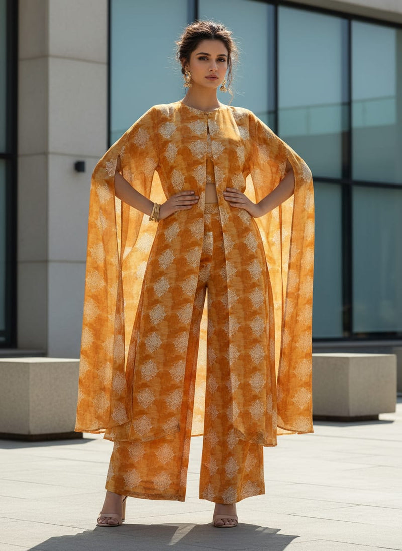 Golden Aborignal Pure Georgette Printed Fabric Material