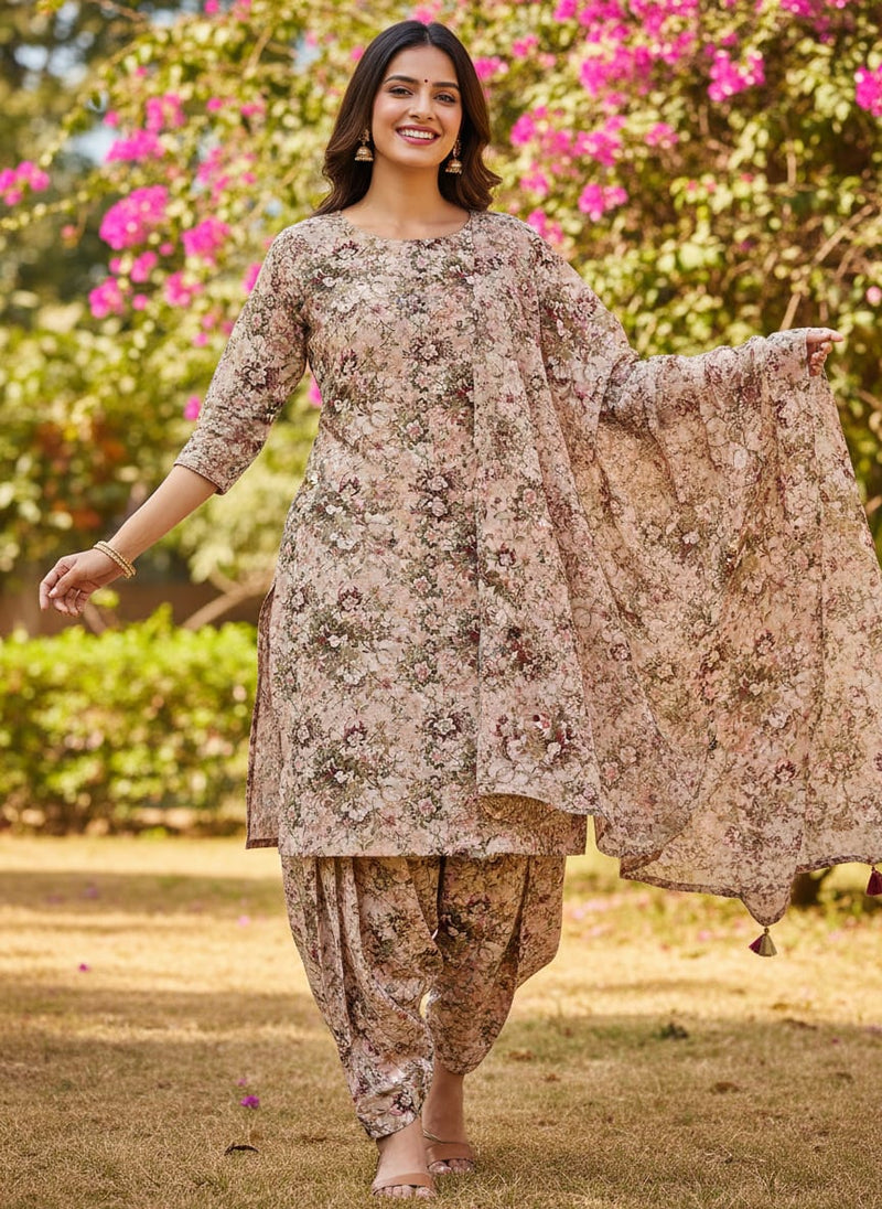 Maroon Floral Pure Cotton Printed Fabric Material