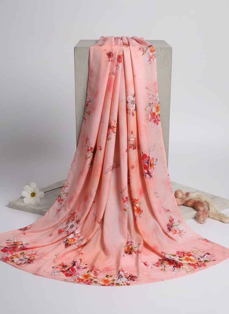 White Floral Pure Cotton Printed Fabric Material