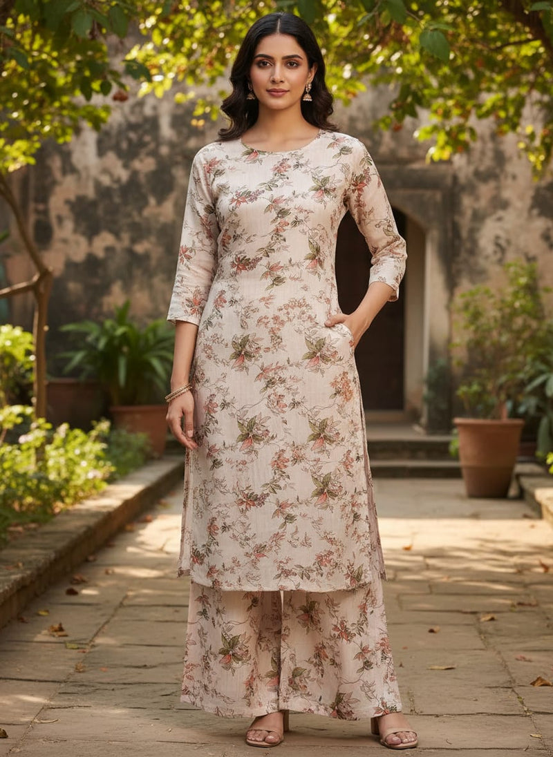 linen Leaves Pure Muslin Printed Fabric Material