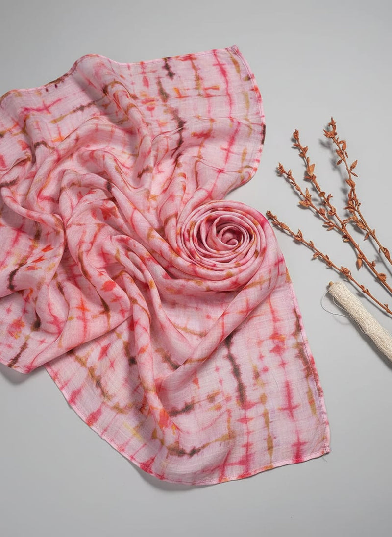 Pink Decorative Pure Muslin Printed Fabric Material