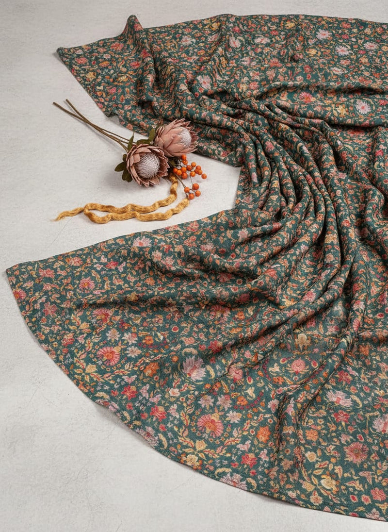 Red Kalamkari Pure Muslin Printed Fabric Material