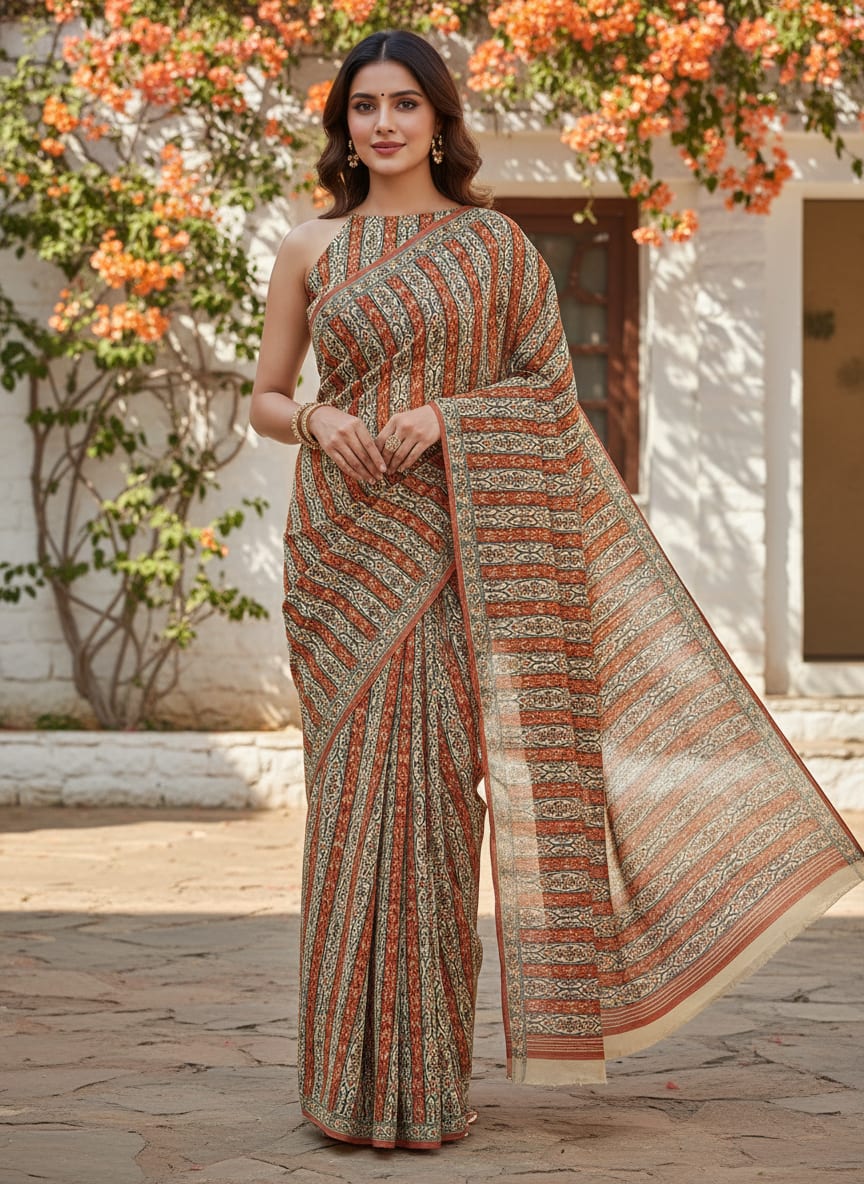Multicolor Strips Pure Georgette Printed Fabric Material