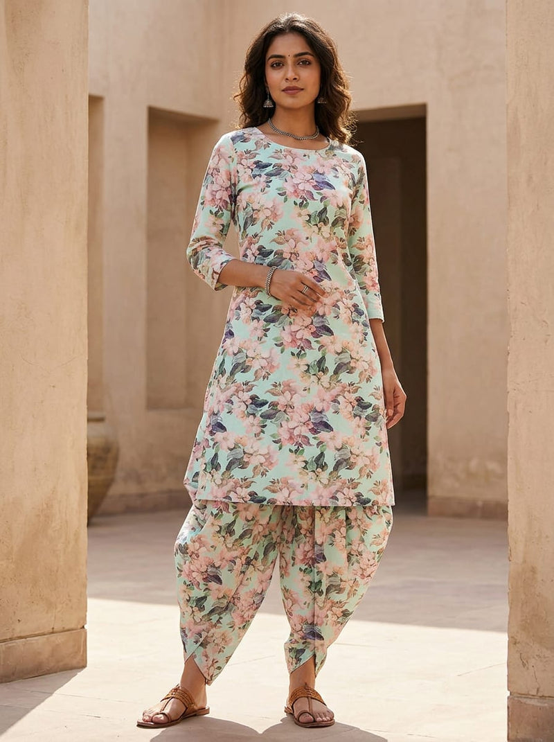 Multicolor Painterly Floral Blossom Pure Cotton Digital Printed Fabric