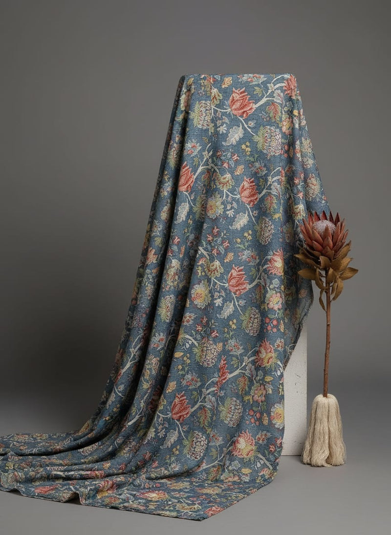 Multicolor Jecobean Floral Pure Georgette Printed Fabric Material