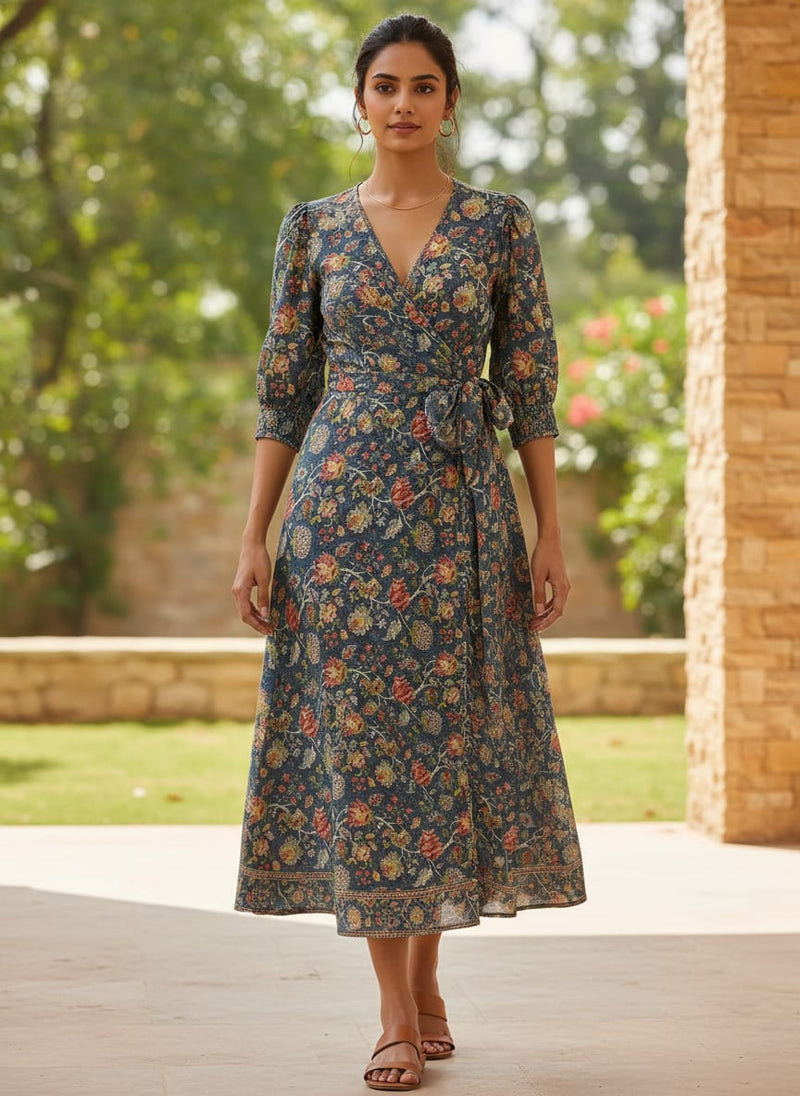 Multicolor Jecobean Floral Pure Georgette Printed Fabric Material