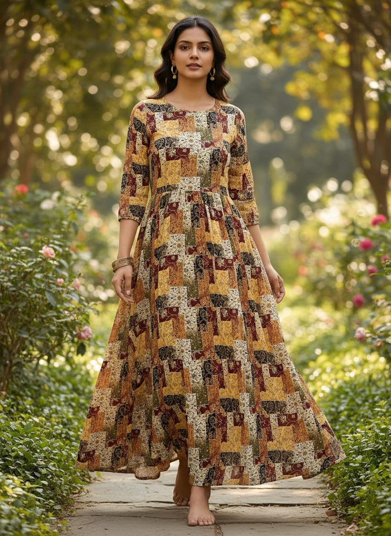 Decorative Square Puzzle In Flower Pure Georgette Printed Fabric