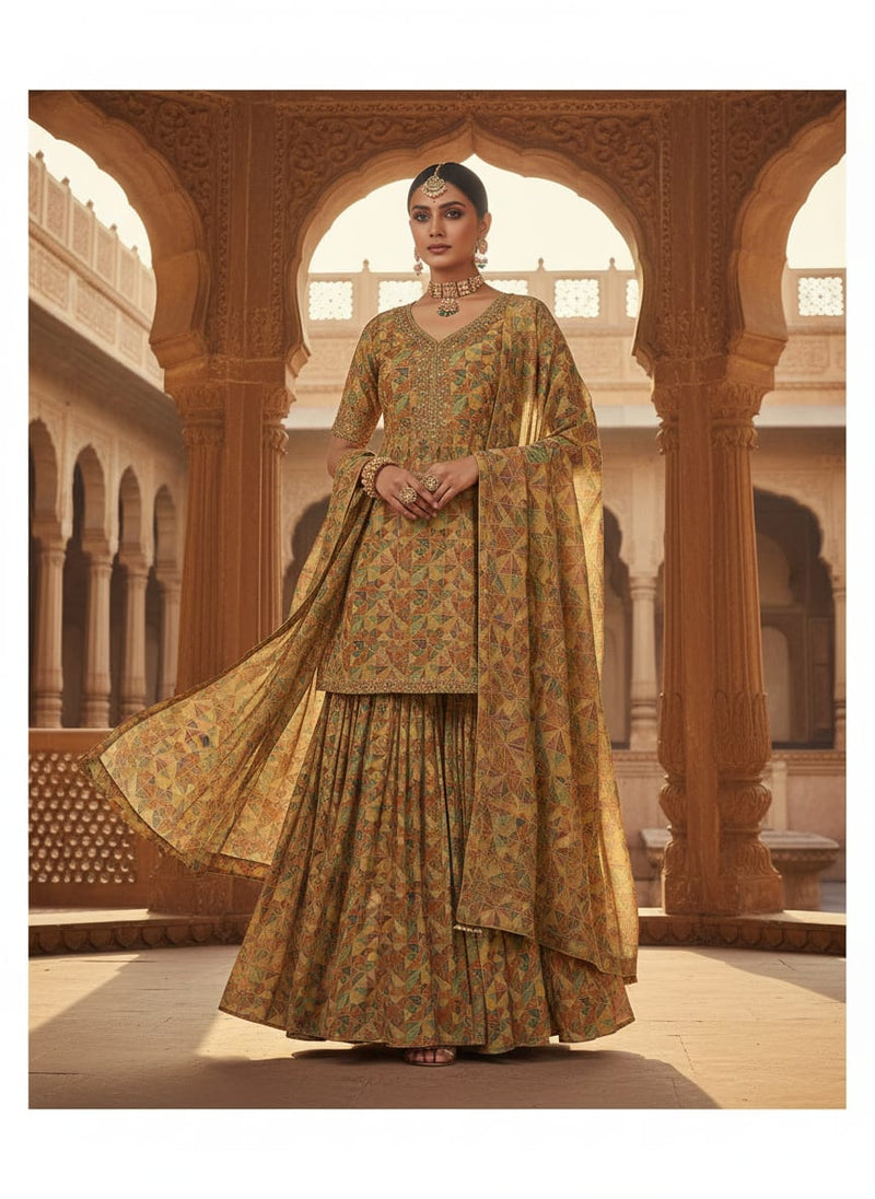 Multicolor Abstract Pure Georgette Printed Fabric Material