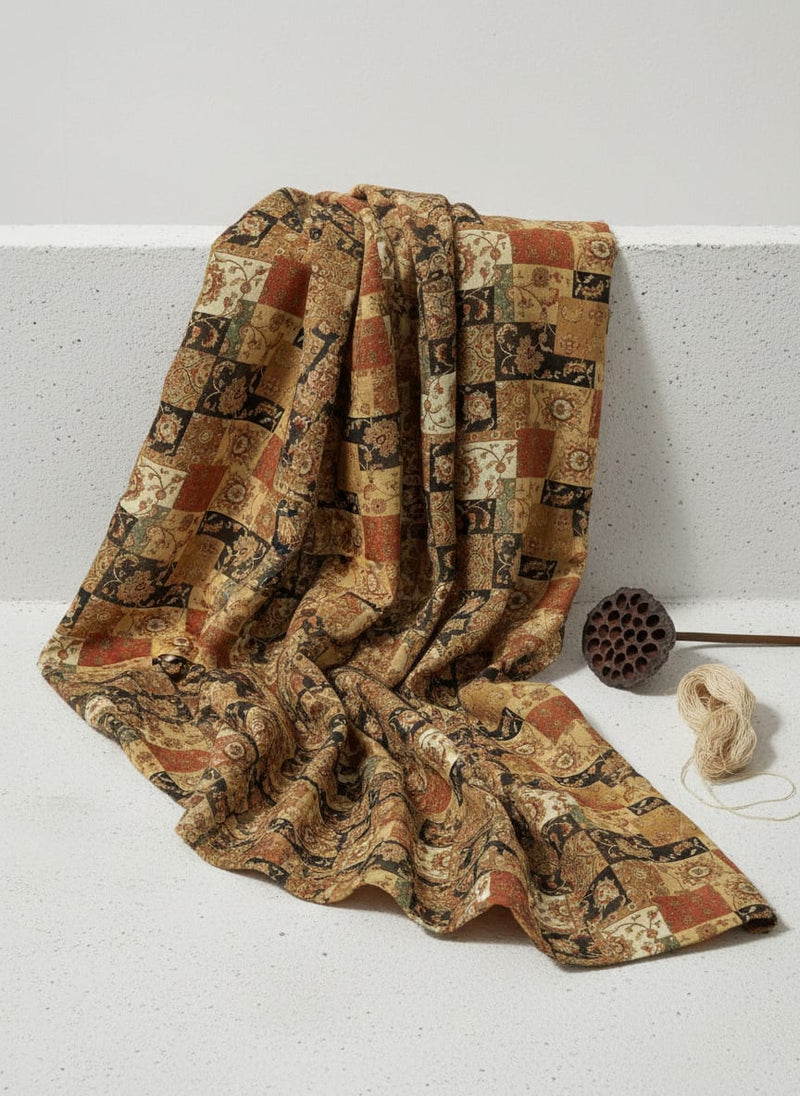 Multicolor Jecobean Floral Pure Cotton Printed Fabric Material