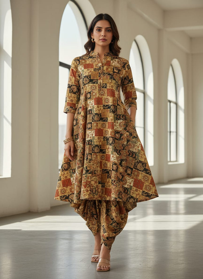 Multicolor Jecobean Floral Pure Cotton Printed Fabric Material