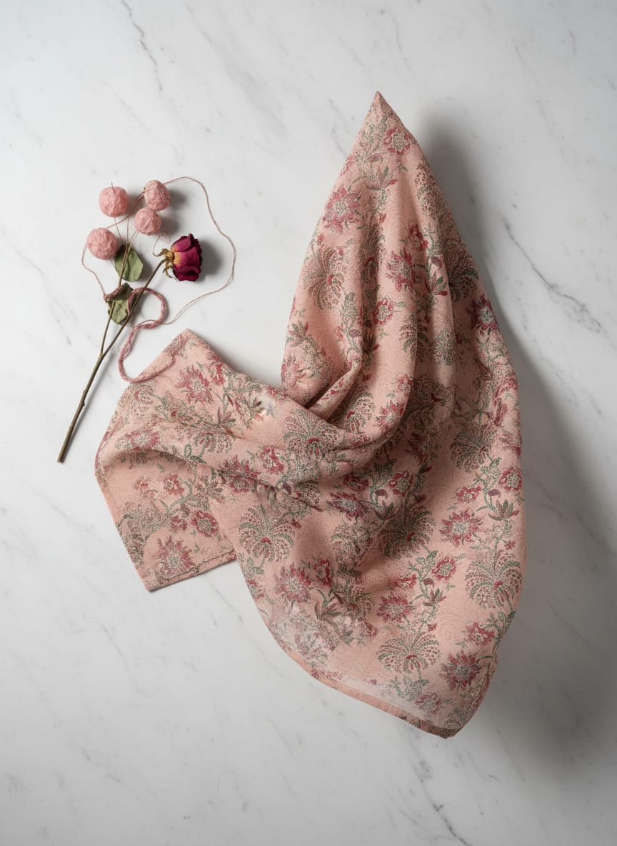 Green Jecobean Floral Pure Georgette Printed Fabric Material