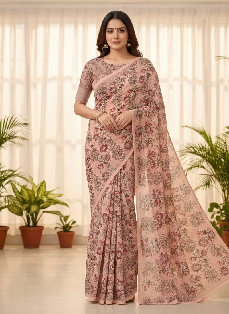 Green Jecobean Floral Pure Georgette Printed Fabric Material