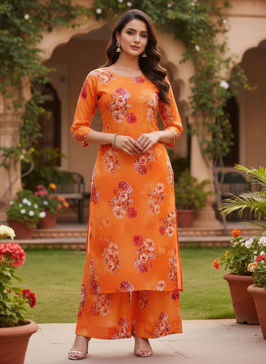 Mustard Yellow Flower Printed Pure Cotton Fabric Material