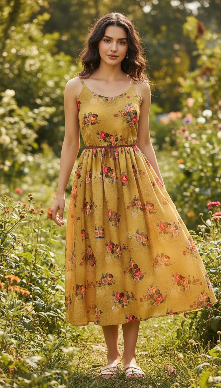 Golden Flower Printed Pure Georgette Fabric Material