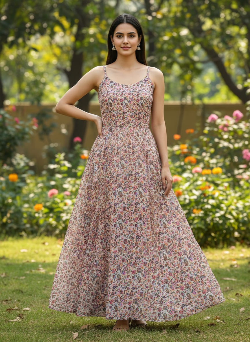 Paisley Multicolor Printed Pure Georgette Fabric