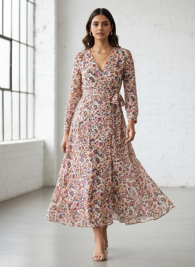 Paisley Multicolor Printed Pure Georgette Fabric