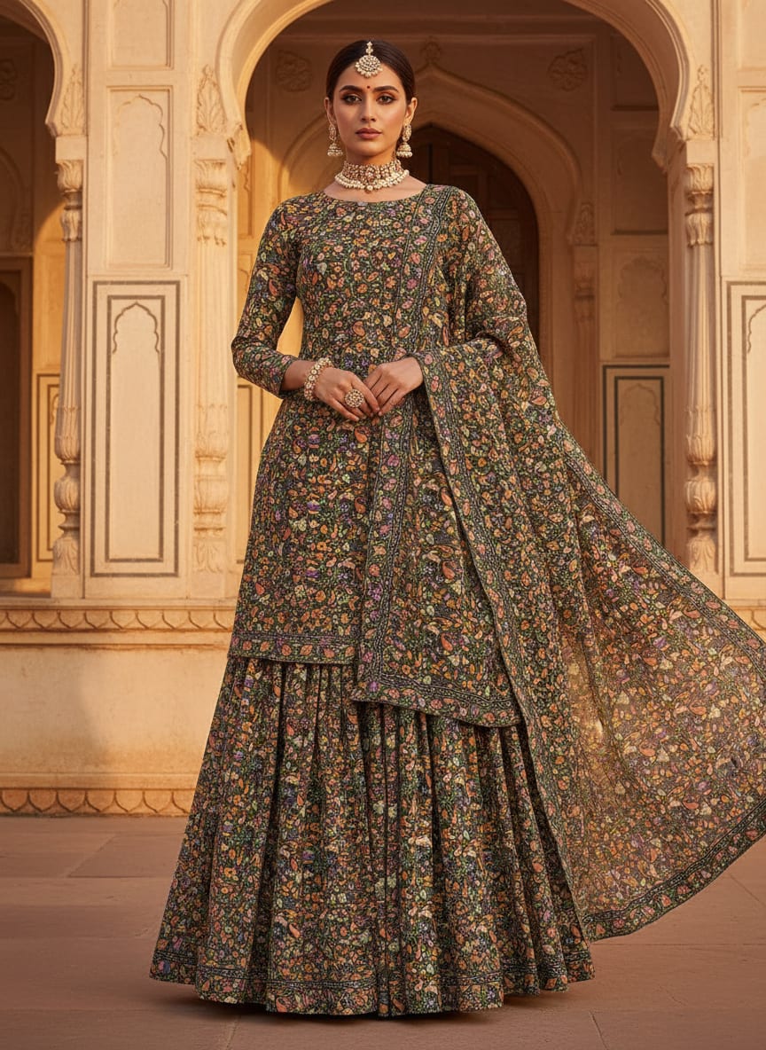Multicolor Paisley Printed Pure Georgette Fabric