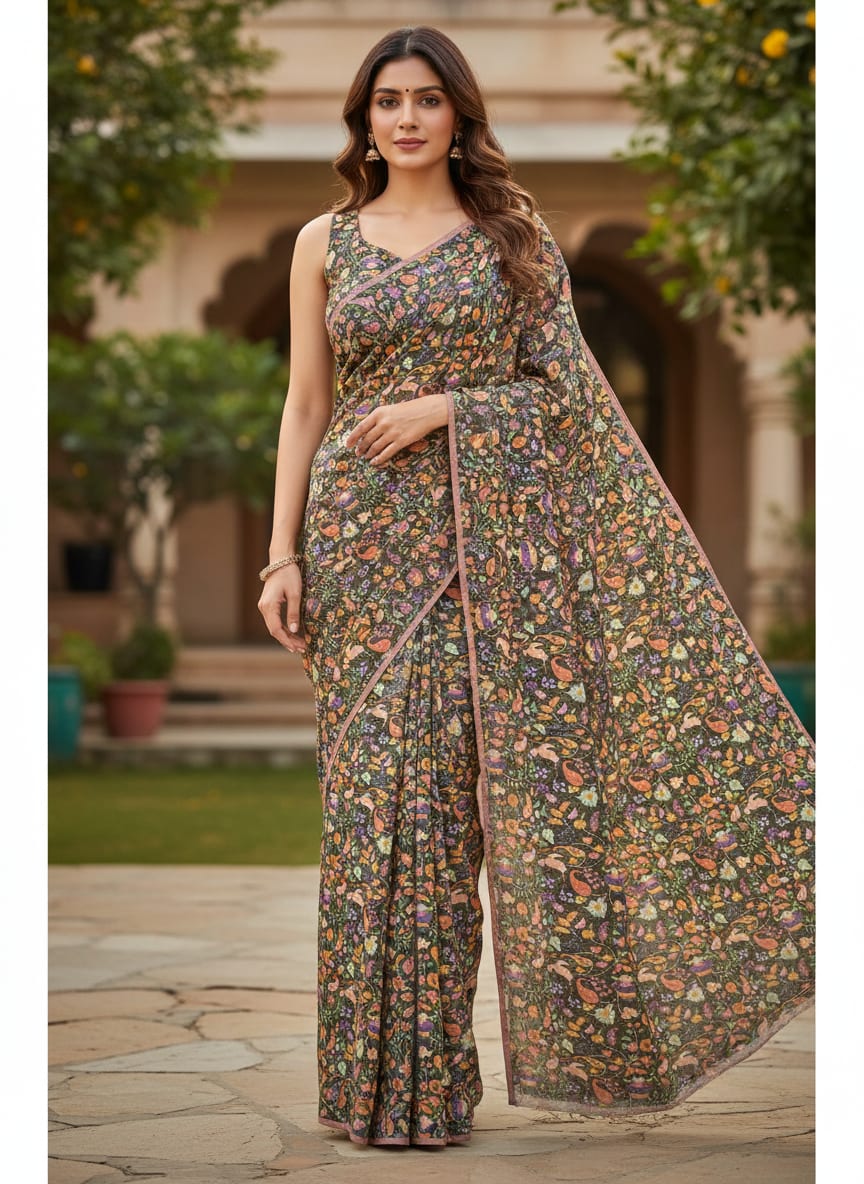 Multicolor Paisley Printed Pure Georgette Fabric