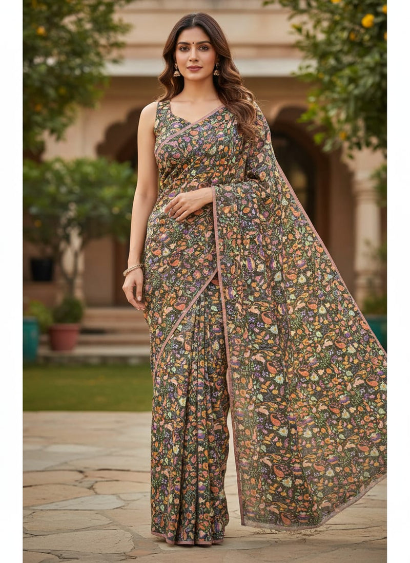 Multicolor Paisley Printed Pure Georgette Fabric