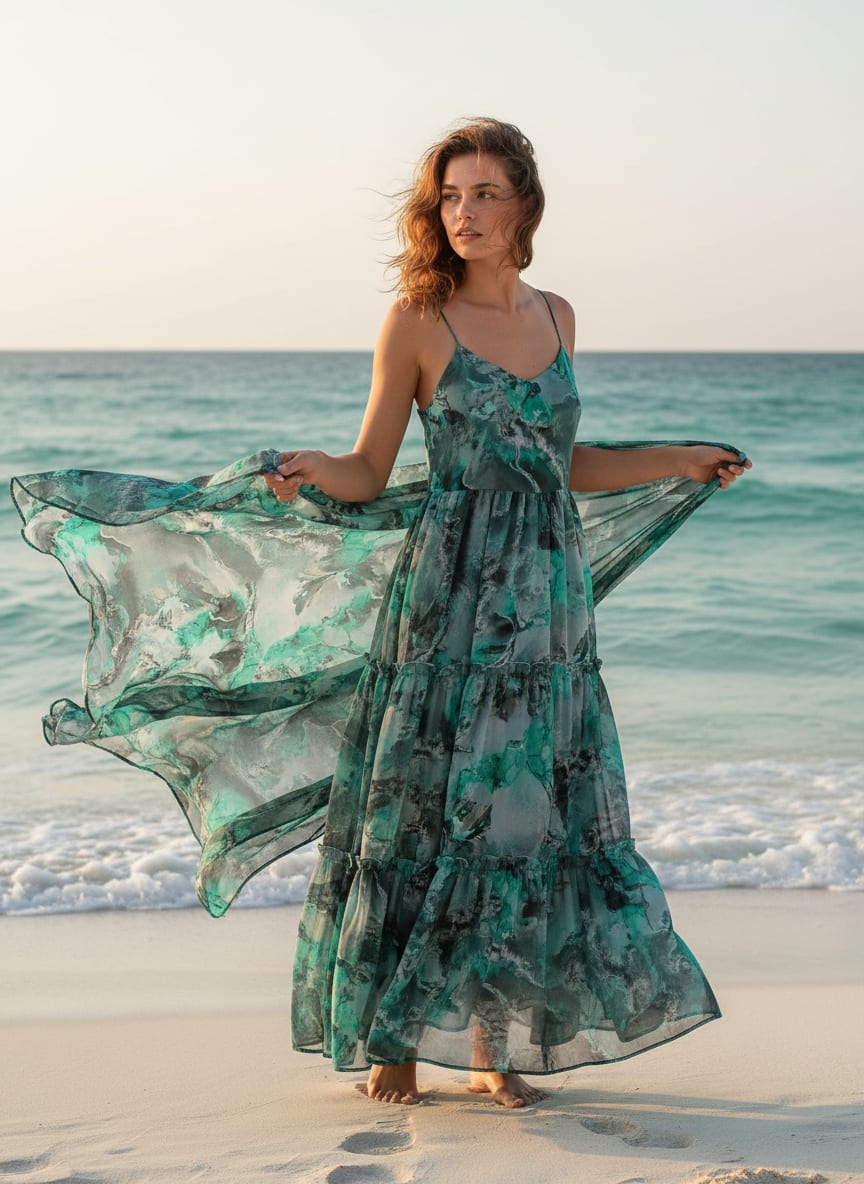 Black Watercolor Printed Pure Georgette Fabric