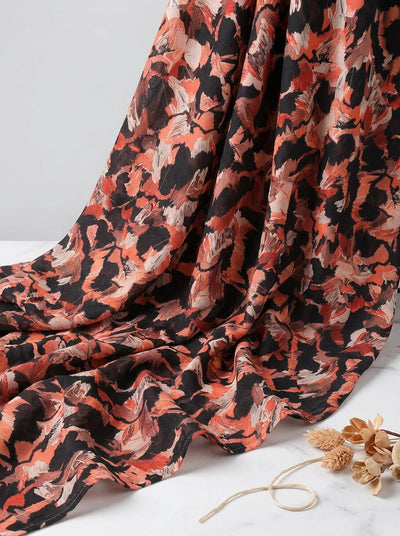 Multicolor Abstract Brushstroke Pattern Pure Muslin Digital Printed Fabric