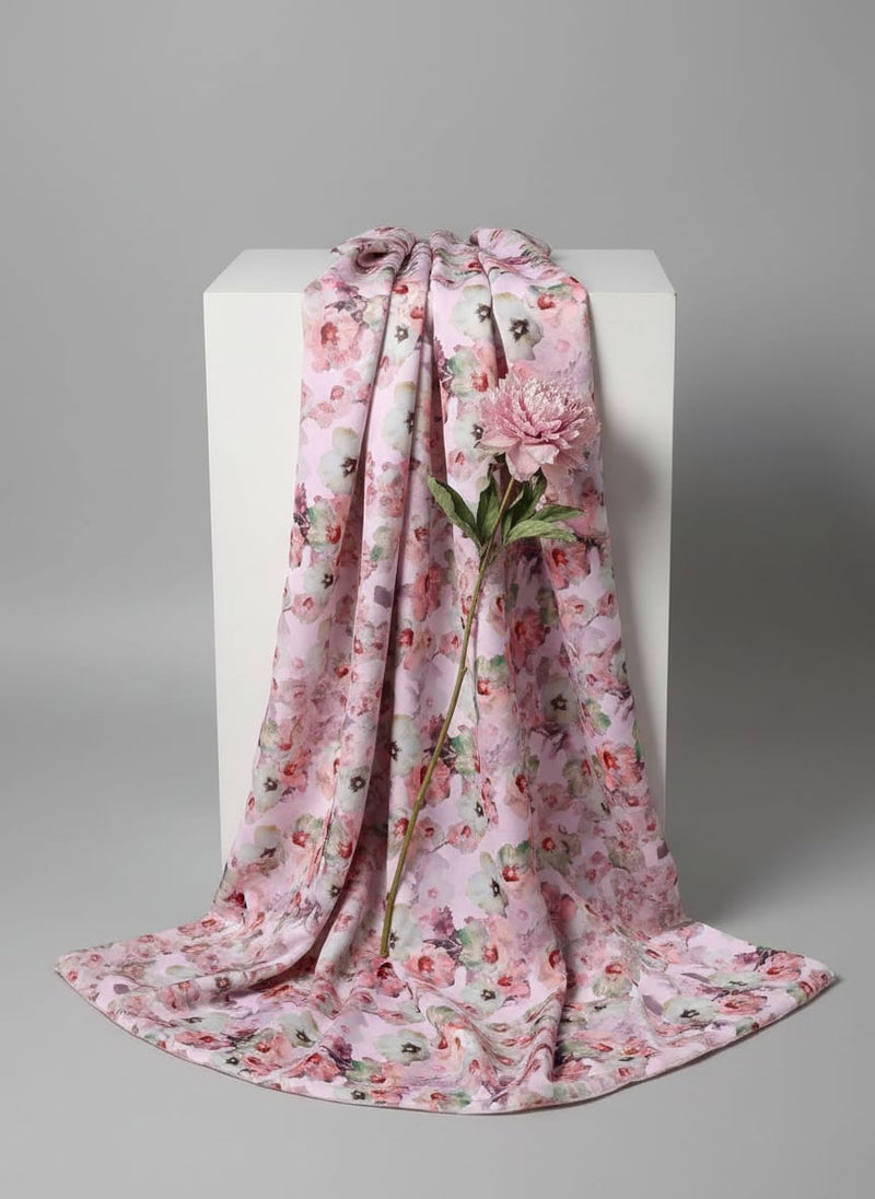 Dolomite Crystal Flower Japan Satin Printed Fabric
