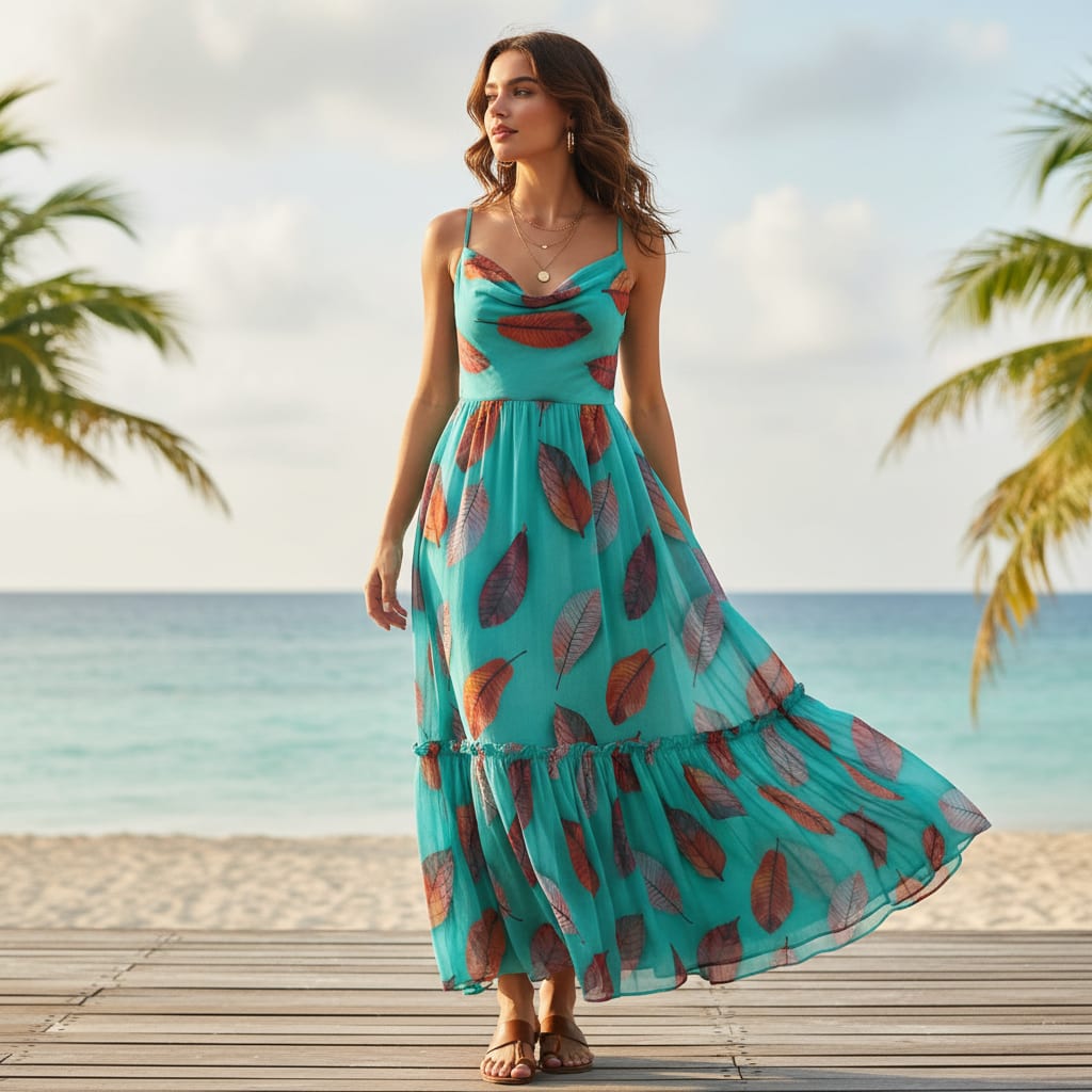 Blue Leaves Pure Georgette Printed Fabric