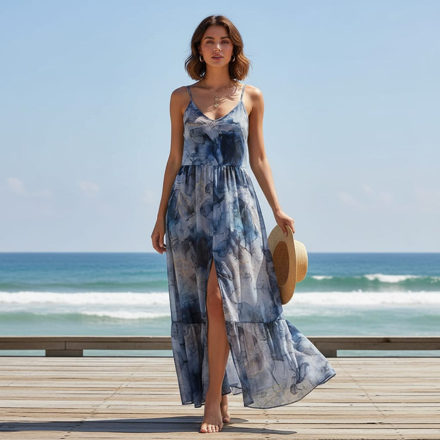 Blue Decorative Weightless Printed Fabric