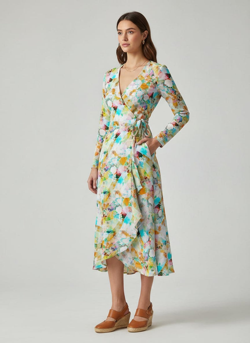 Multicolor Abstract Weightless Printed Fabric