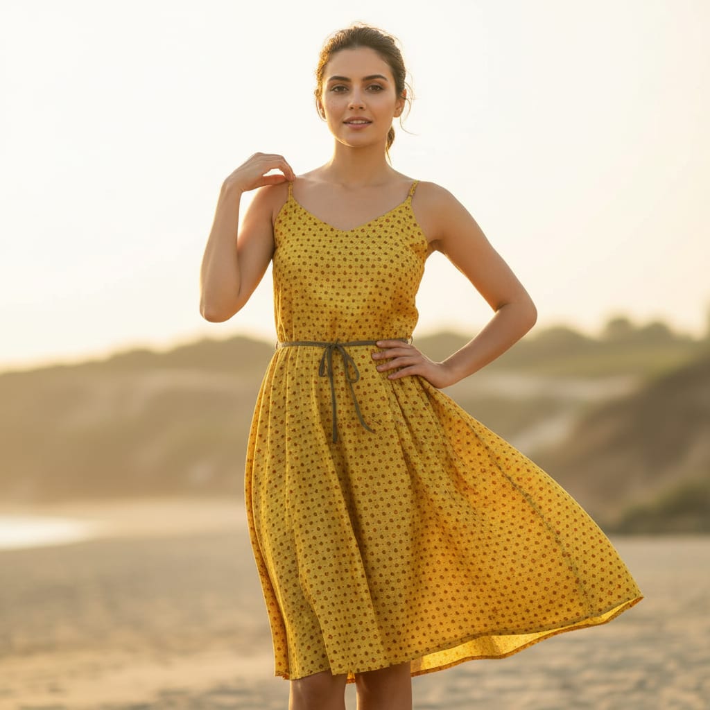 Yellow Seamless Kora Silk Printed Fabric
