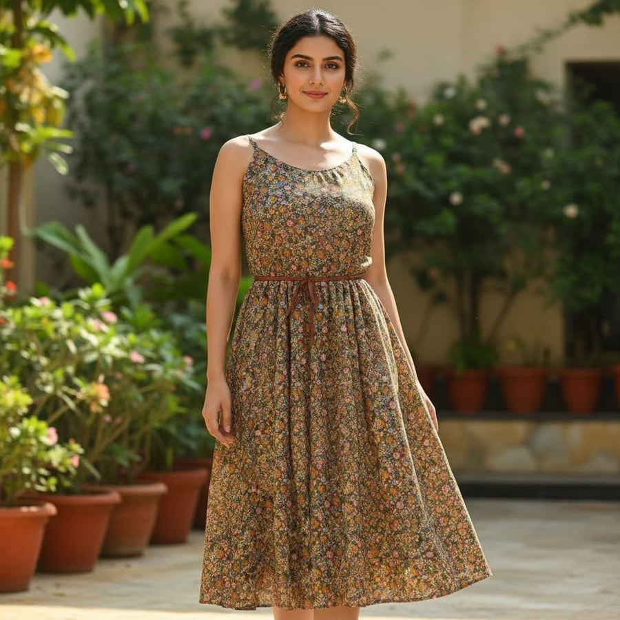 Multicolor Arabesue Kora Silk Printed Fabric