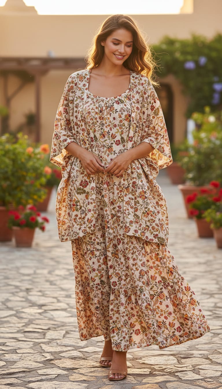 Cream Liberty Pashmina Printed Fabric