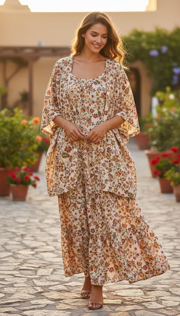 Cream Liberty Pashmina Printed Fabric - alternate view