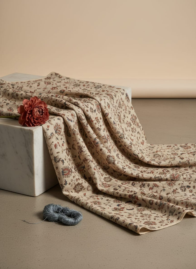 Beach Dune Jecobean Pashmina Printed Fabric