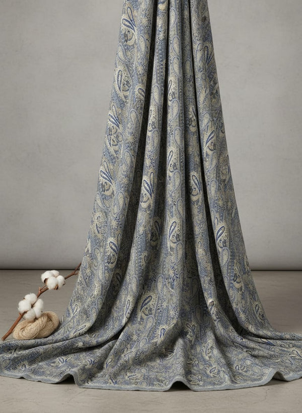 Gray Paisley Pashmina Printed Fabric - Fabric Editorial Studio Flatlay Lookbook - POPA-0-MA014349-108