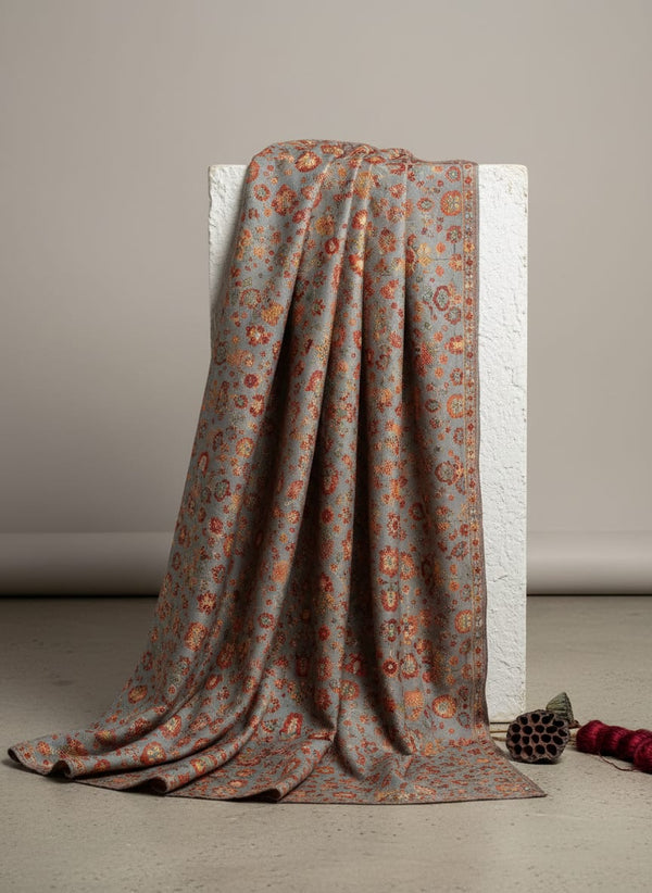 Gray Damask Pashmina Printed Fabric - Fabric Editorial Studio Flatlay Lookbook - POPA-0-MA014947-108