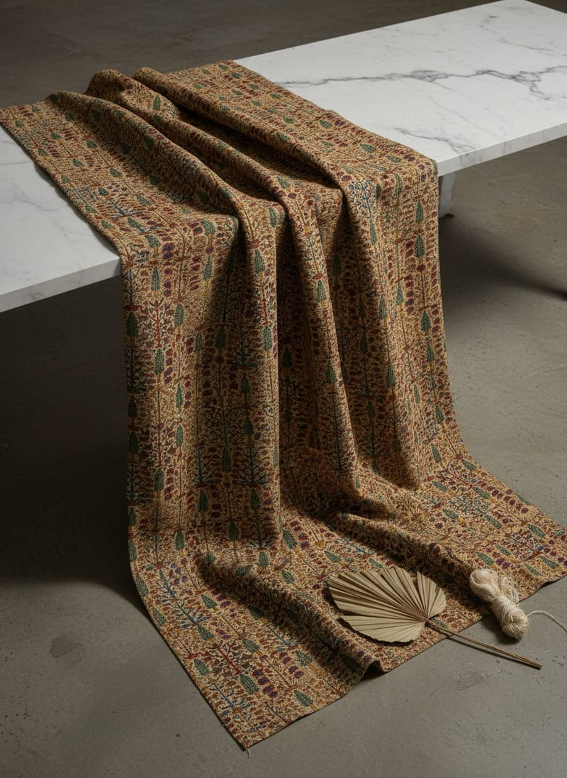 Mustard Yellow Decorative Pashmina Printed Fabric