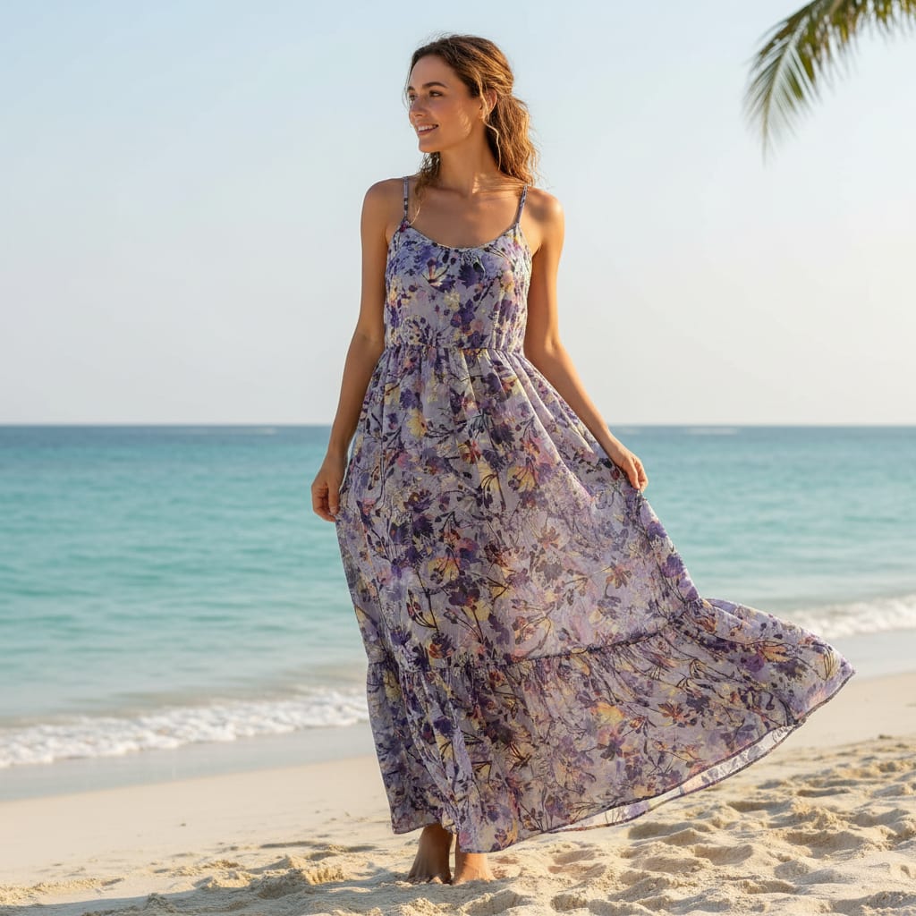 Gray Flower Weightless Printed Fabric