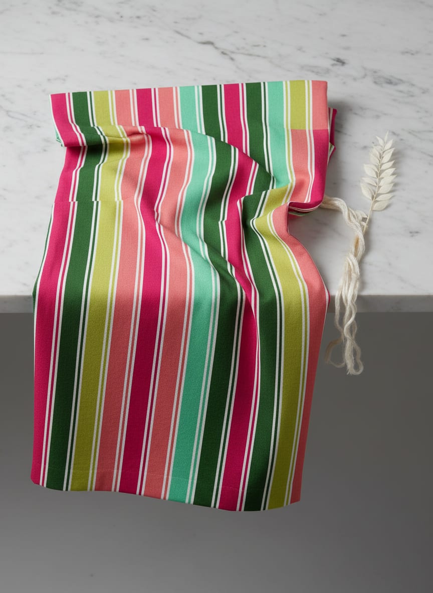 Multicolor Hailine Strips Weightless Printed Fabric
