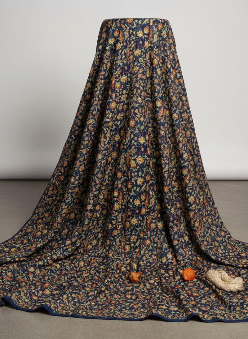 Blue Calico Pashmina Printed Fabric