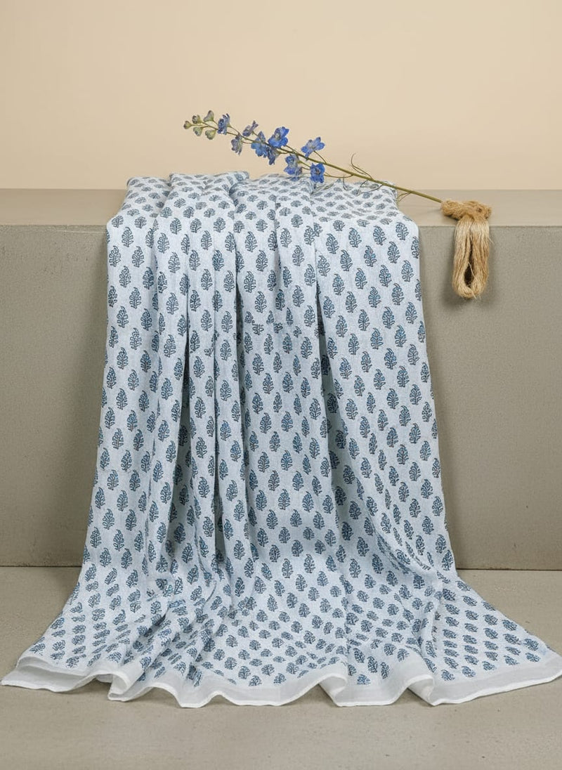 Gray Flower Pashmina Printed Fabric