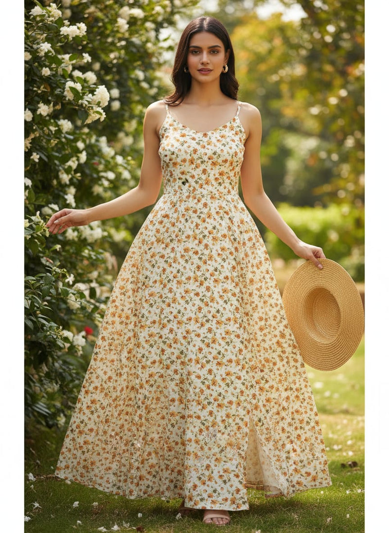 Peach Flower Weightless Printed Fabric